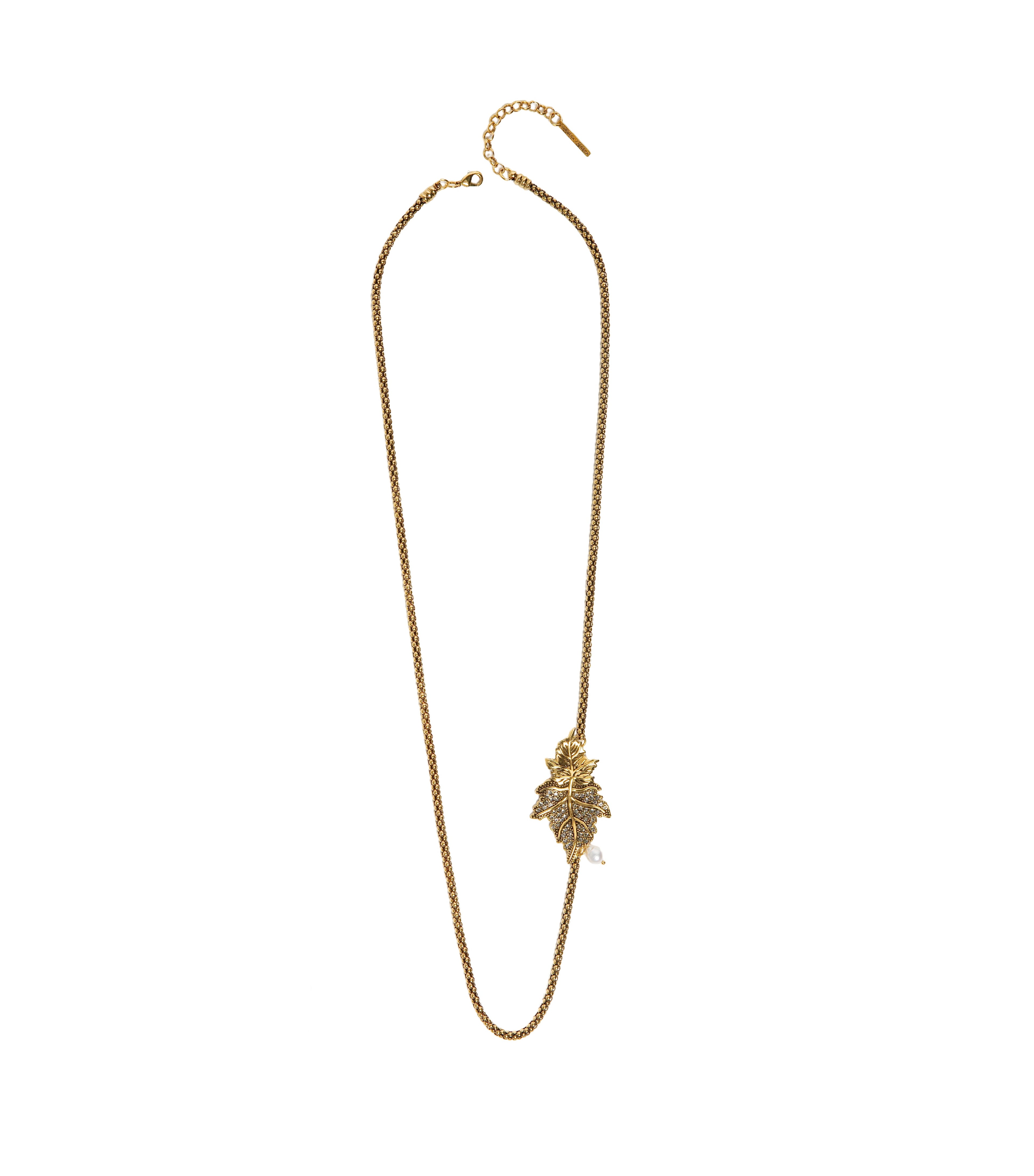 COLAR FOLHAGEM CORRENTE 70CM PEROLA OURO