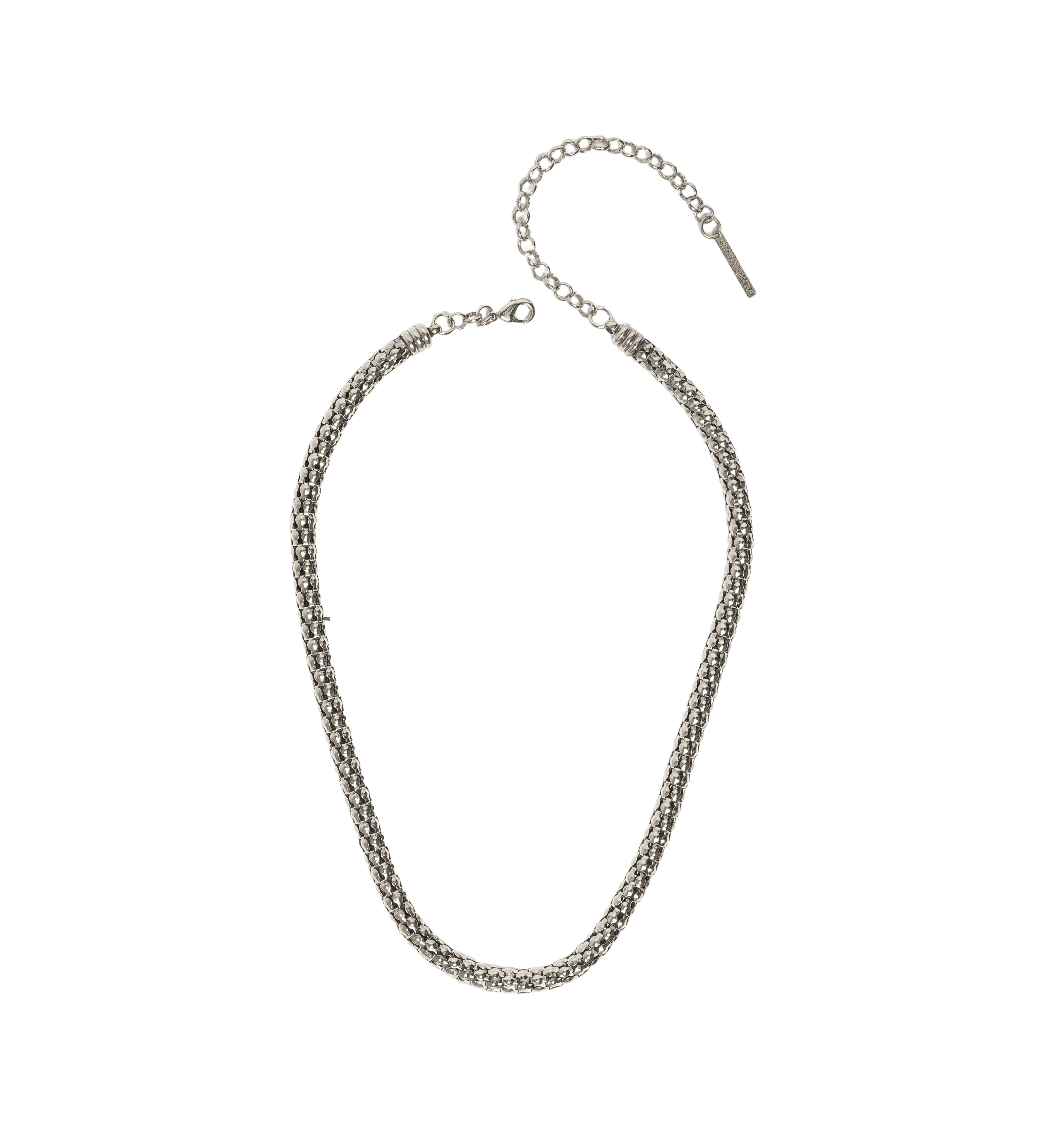 COLAR FOLHAGEM CORRENTE CAULE 40CM PRATA
