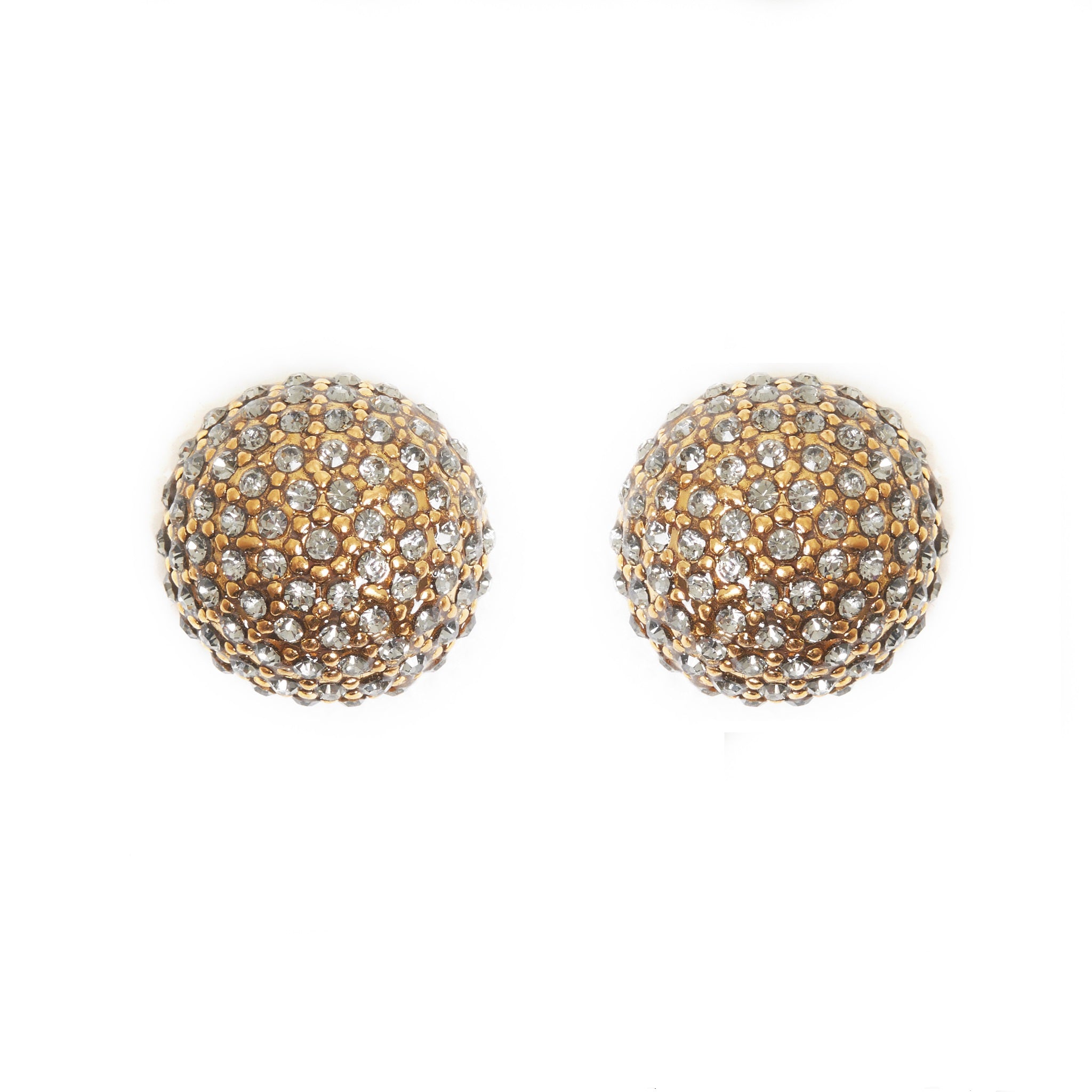 BRINCO MEIA BOLA CRAVEJADO G STRASS BLACK OURO