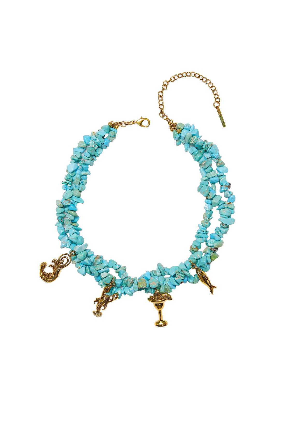 COLAR GINGA DO MAR CASCALHOS PINGENTES OURO