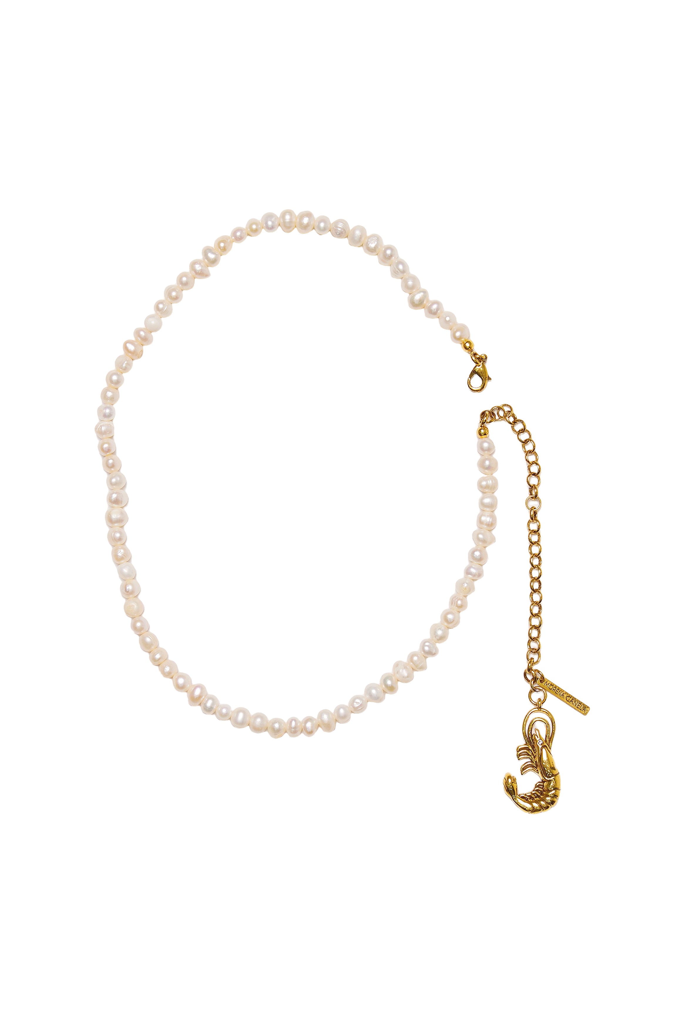 COLAR GINGA DO MAR PÉROLA NATURAL PINGENTE CAMARÃO OURO