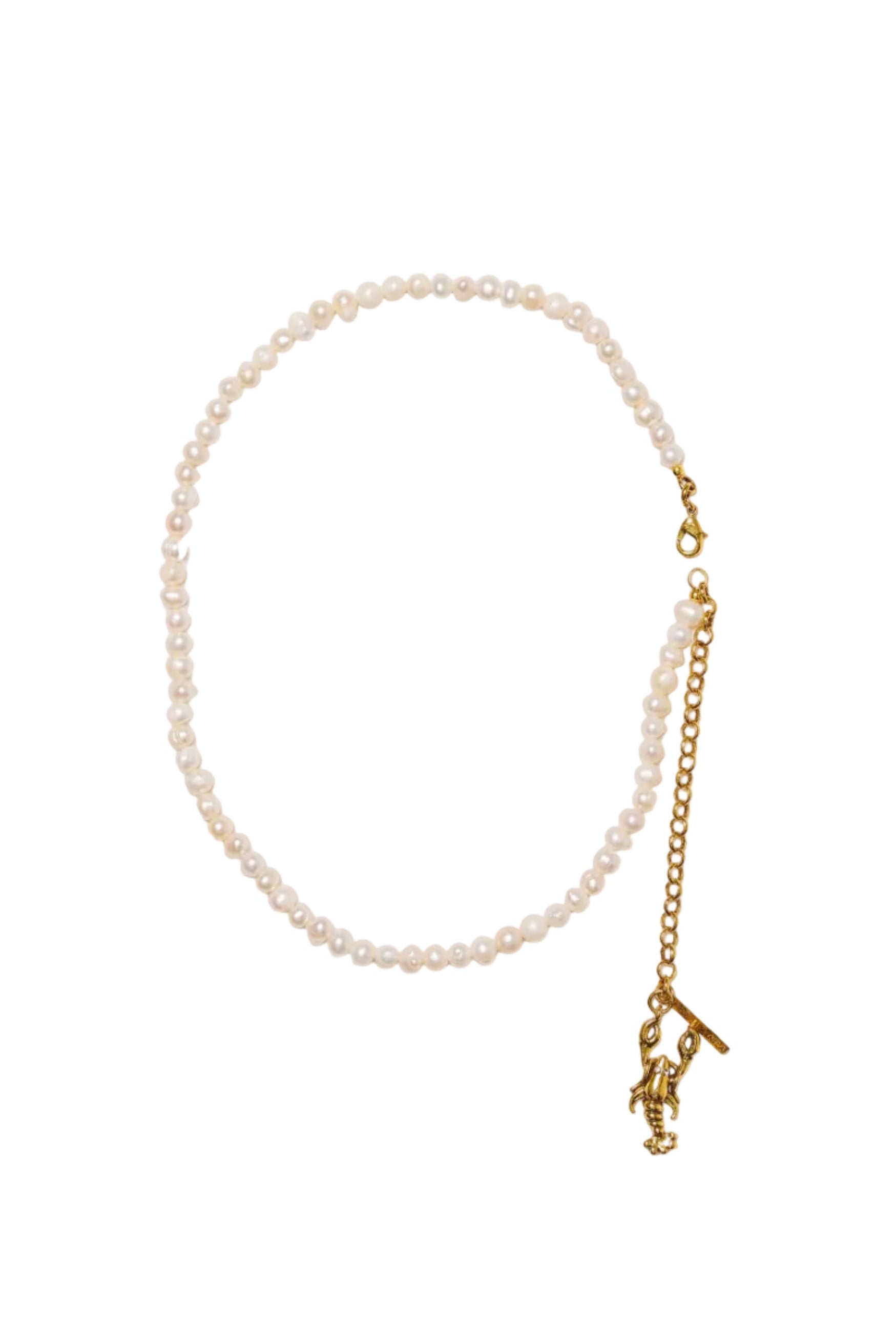 COLAR GINGA DO MAR PÉROLA NATURAL PINGENTE LAGOSTA OURO