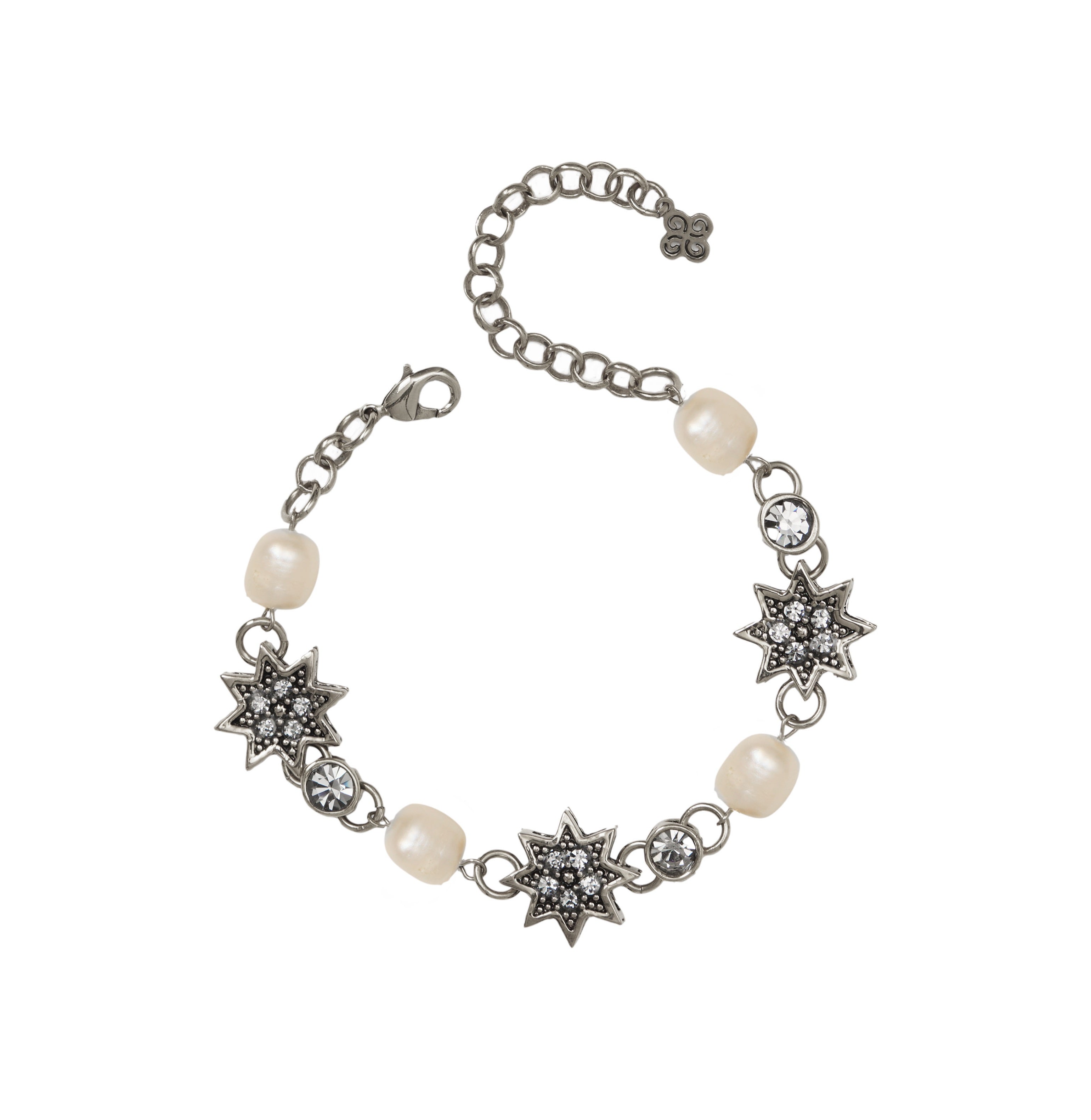 PULSEIRA GUIA ESTRELA, RIVIERA, PÉROLAS PRATA