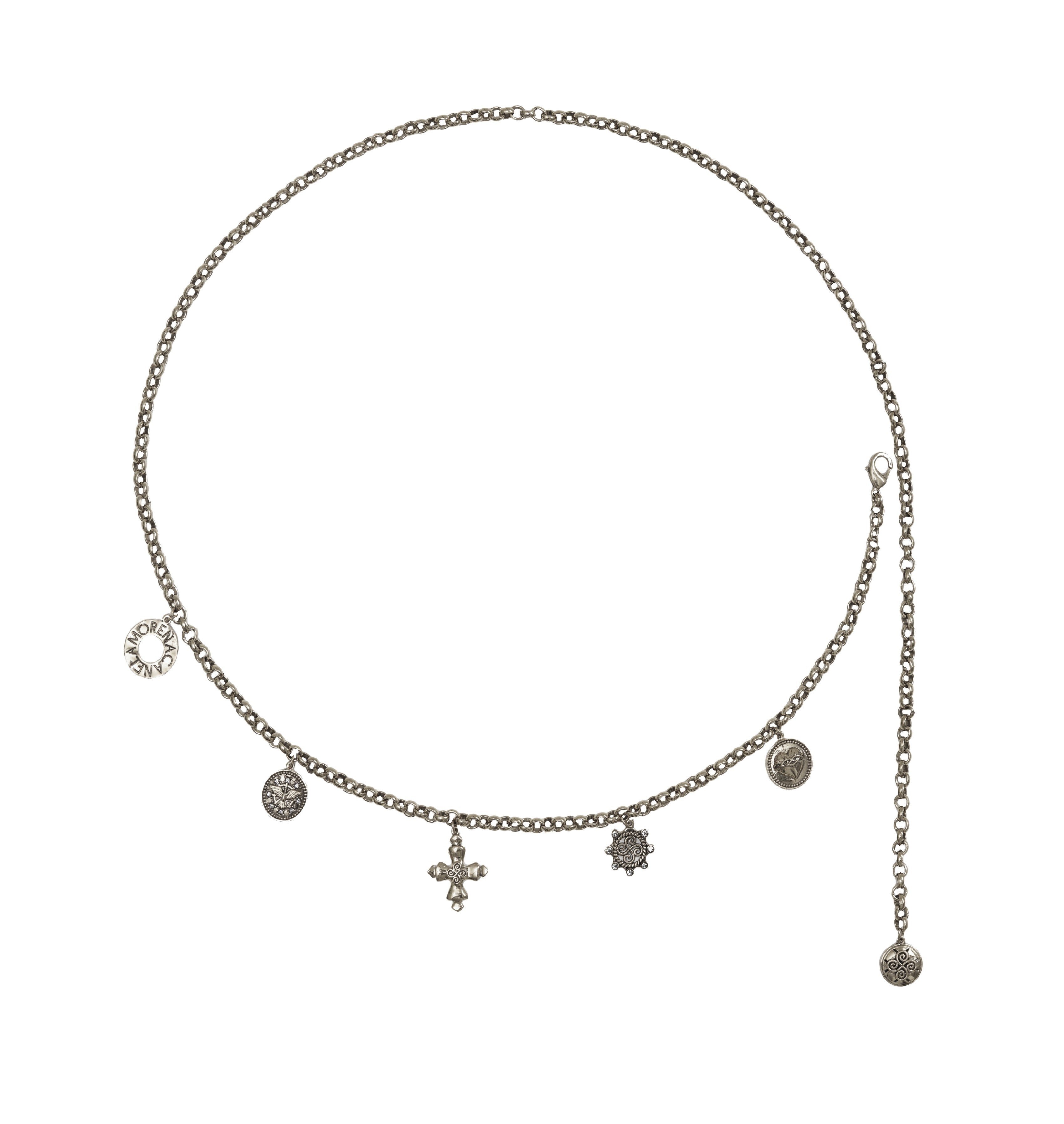 CINTO GUIA CORRENTE MEDALHAS PRATA