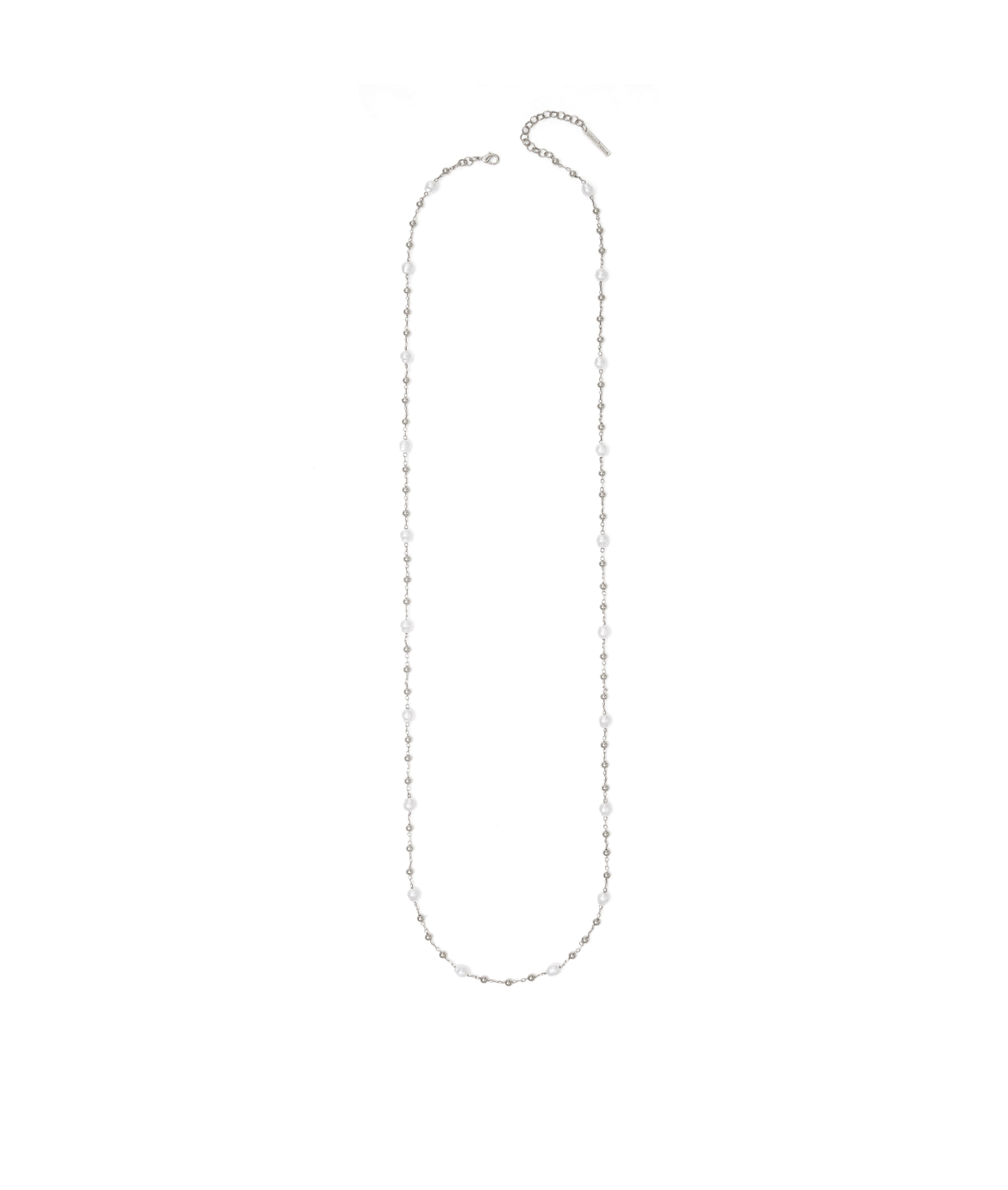 COLAR AURA CORRENTE PÉROLA BOLINHA PRATA 100CM
