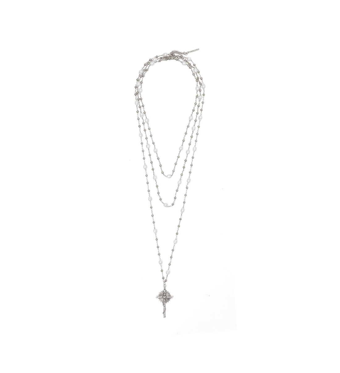 COLAR AURA CRUCIFIXO 80CM + COLAR 100CM 2EM 1 PRATA