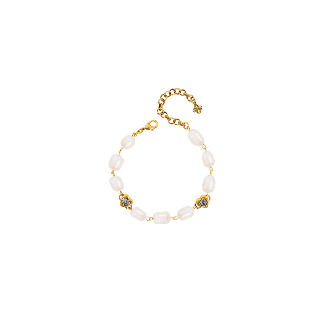 PULSEIRA AURA RIVIERA CORAÇÃO PÉROLAS OURO