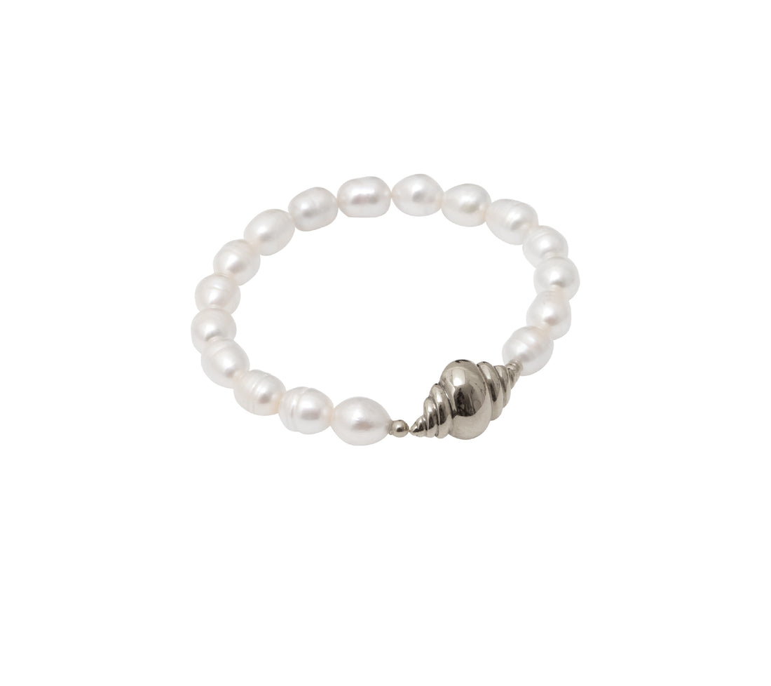 PULSEIRA MARÉ CONCHAS PÉROLAS PRATA