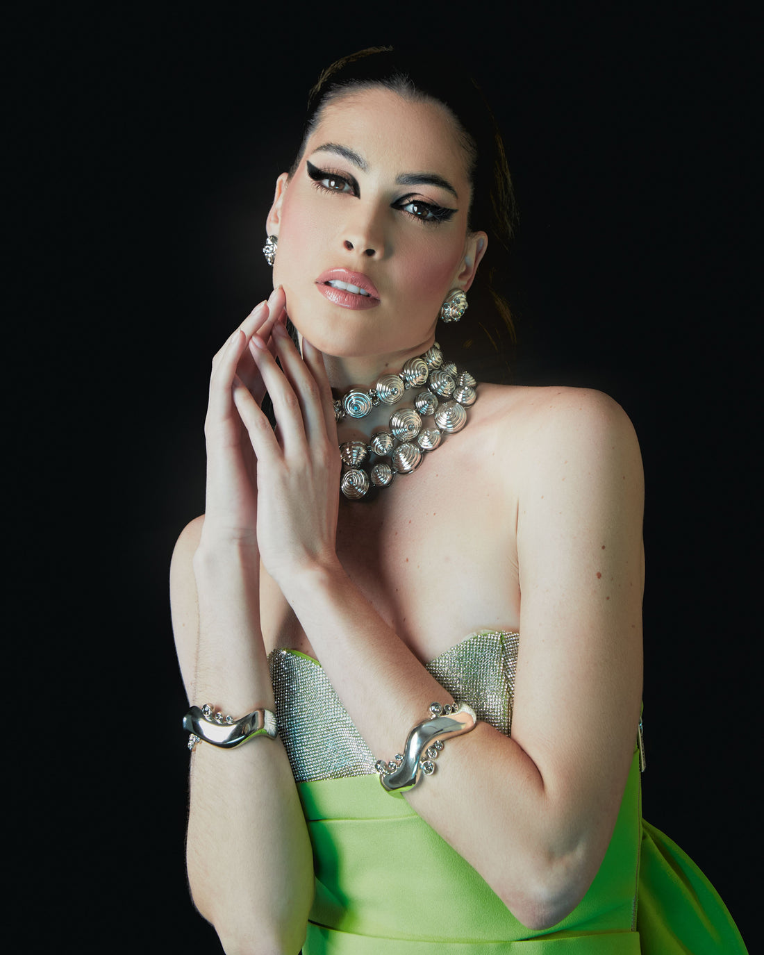 BRACELETE CONCEITO CICLOS CRAVEJADO STRASS BLACK PRATA