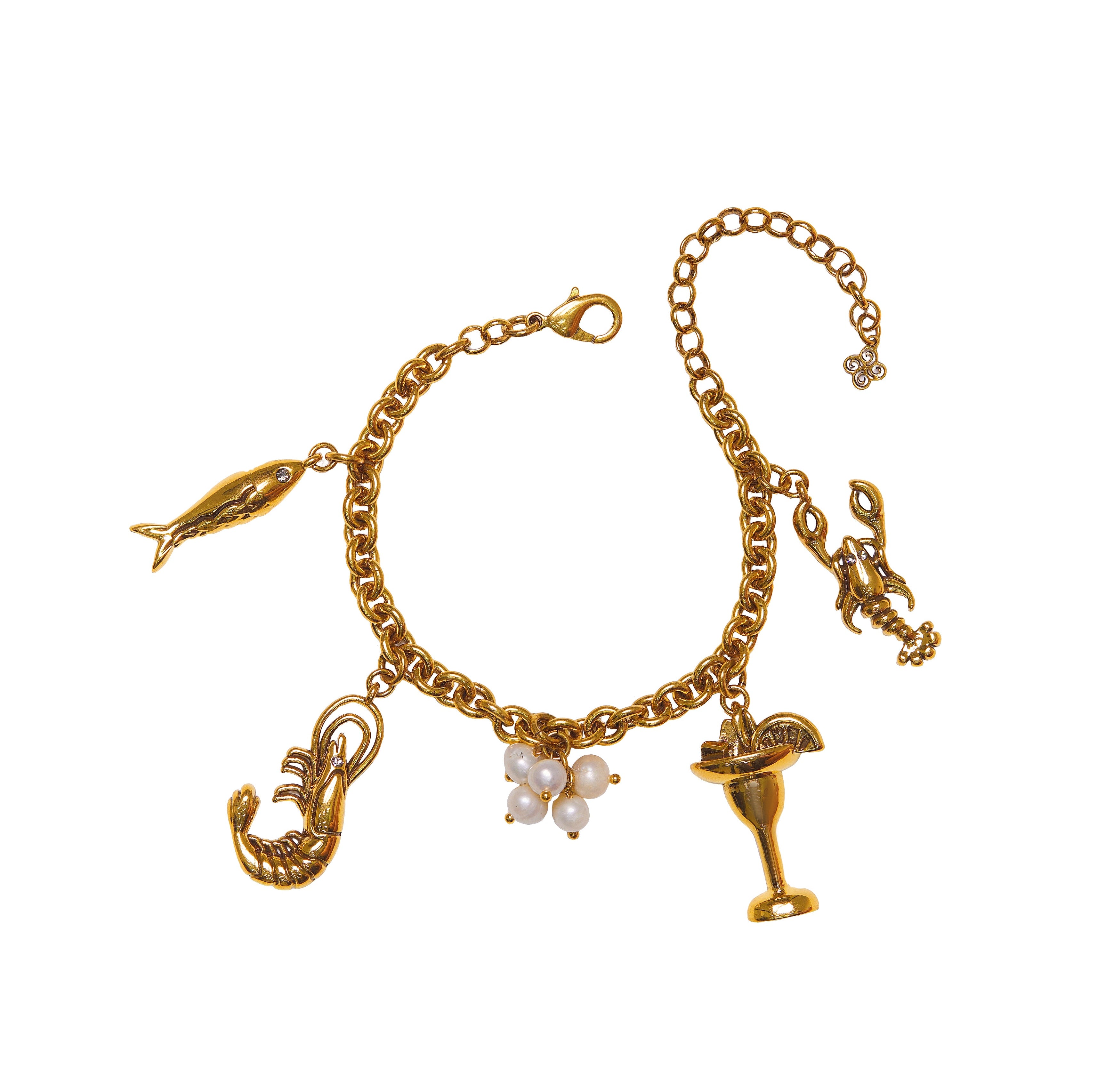 PULSEIRA GINGA DO MAR PINGENTES OURO