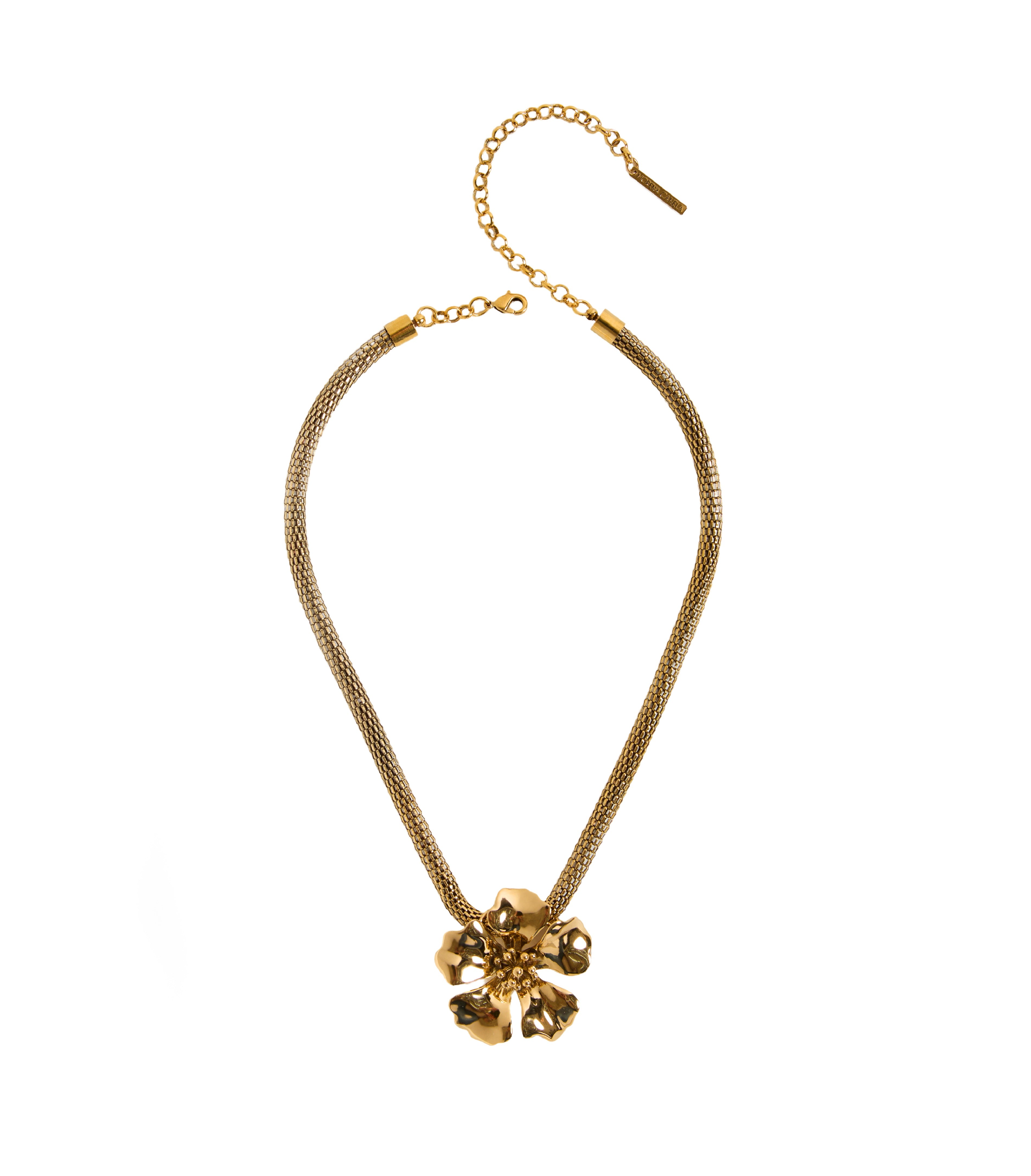 COLAR HIBISCO G POLIDO CORRENTE 40CM OURO