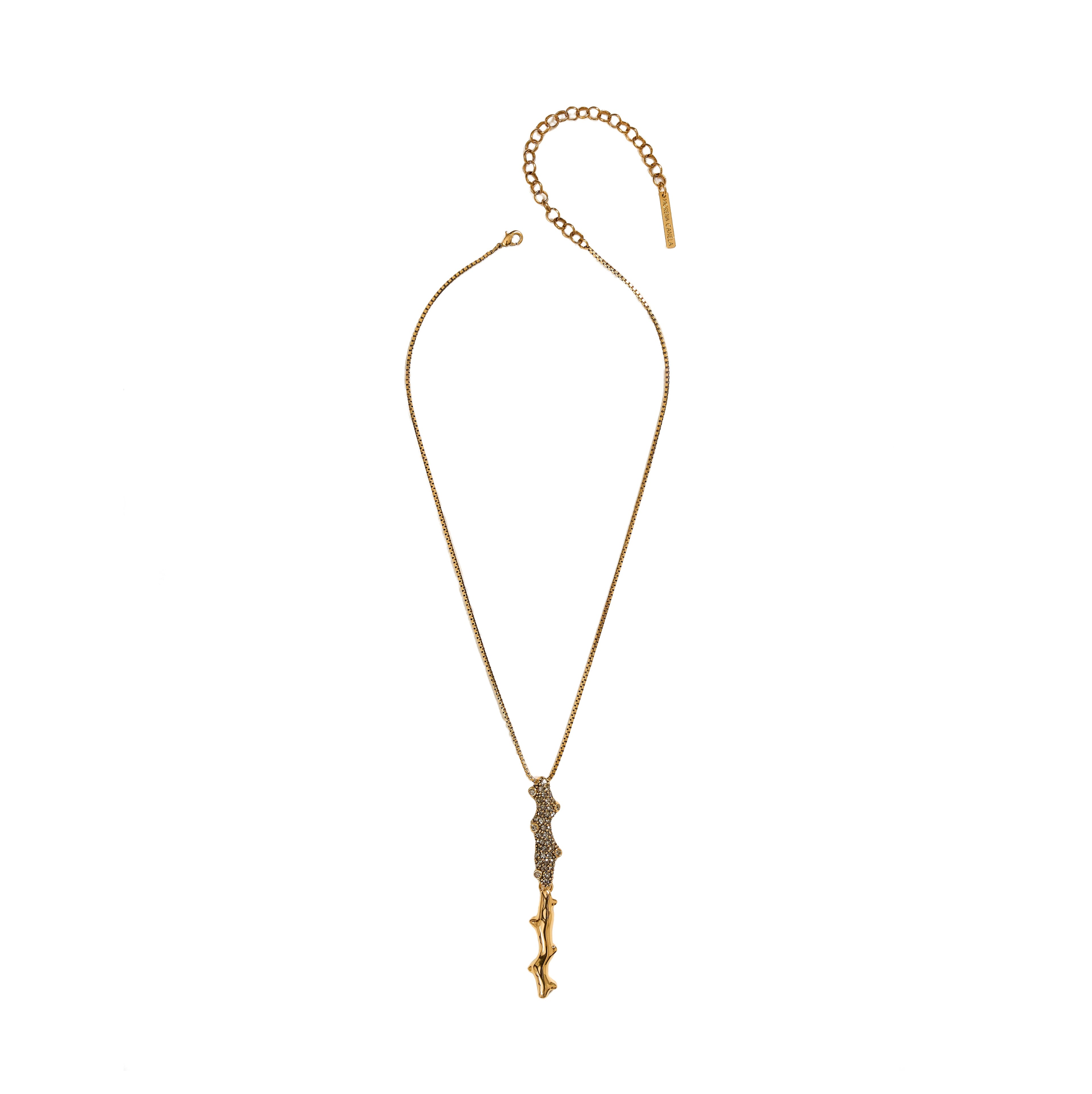 GRAVATINHA GIRASSOL CORRENTE CAULE 40CM OURO