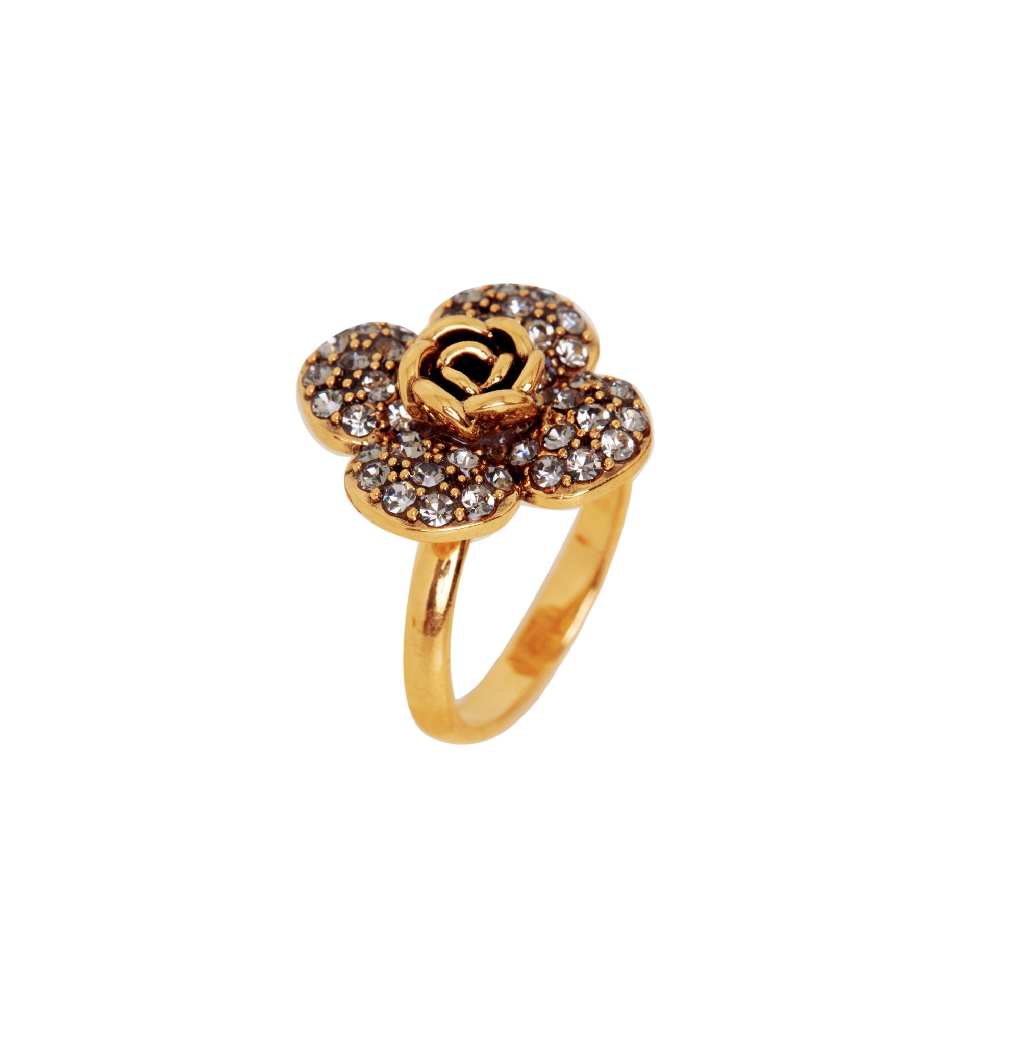 ANEL MINI CAMÉLIA CRAVEJADA OURO
