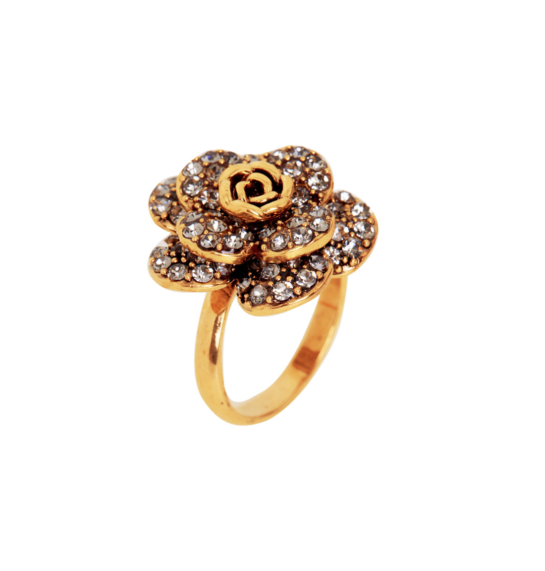 ANEL MINI CAMÉLIA DUPLA CRAVEJADA OURO