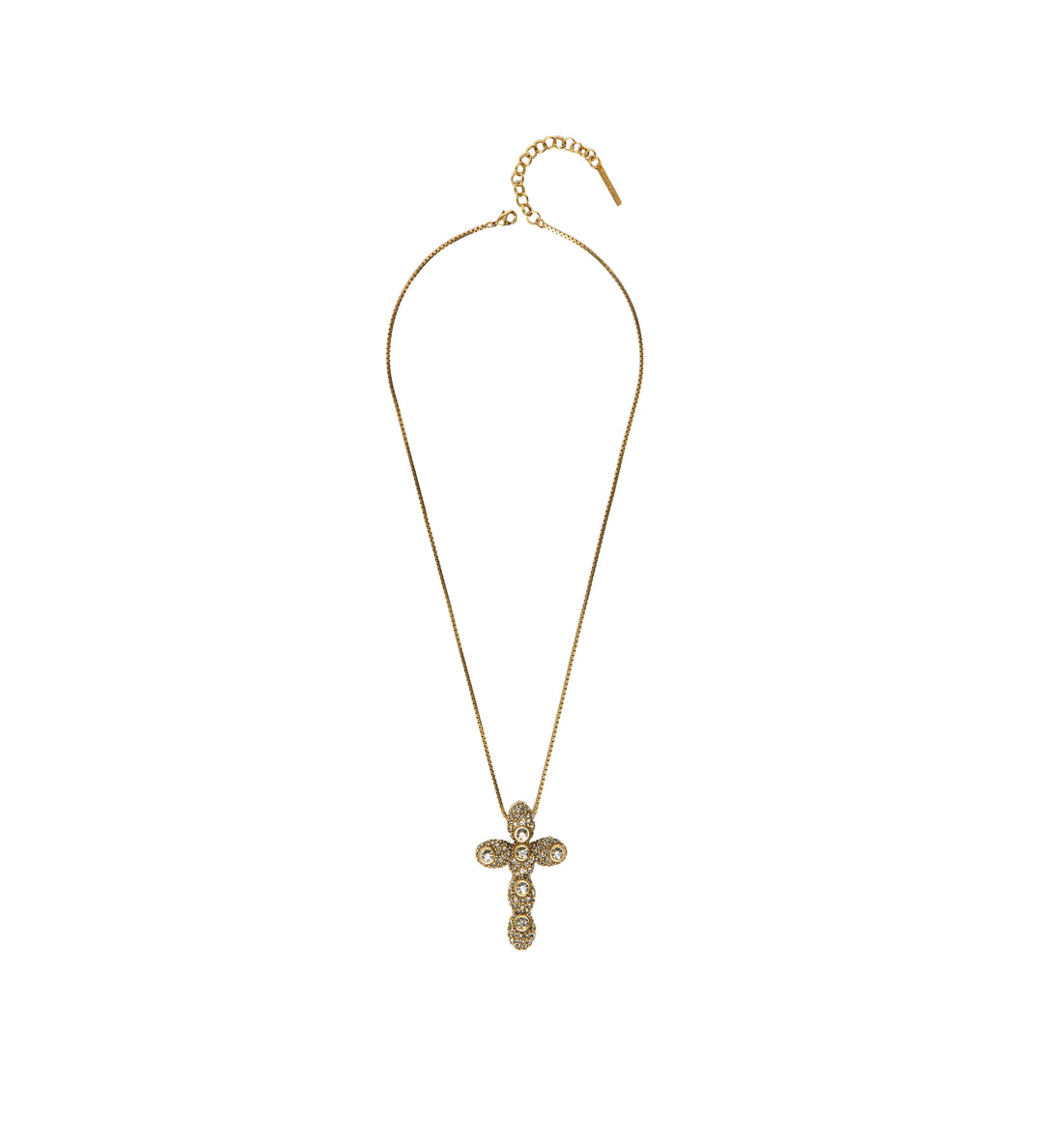 COLAR NÚCLEO CRUZ CRAVEJADO CORRENTE 45CM OURO