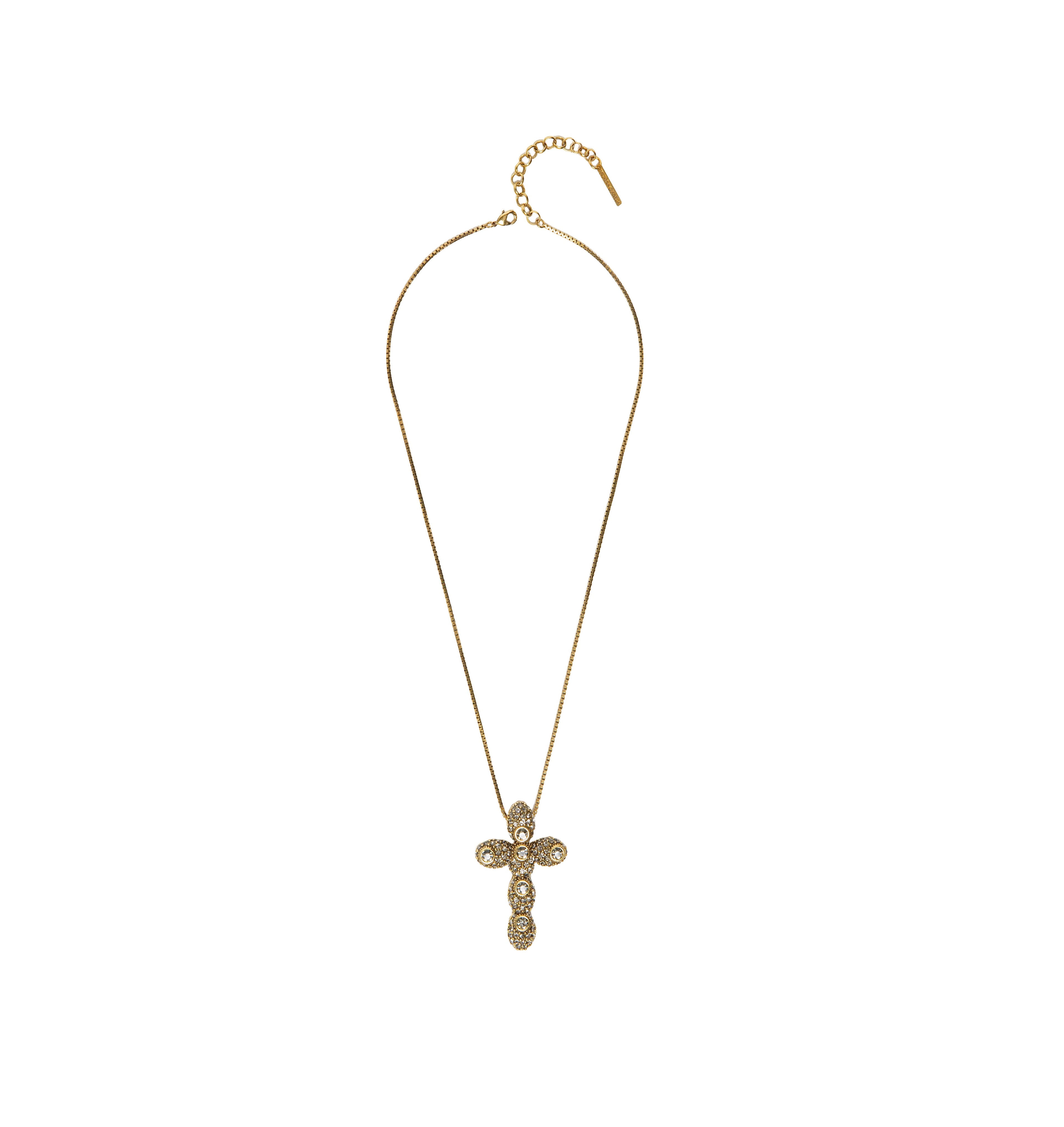 COLAR NÚCLEO CRUZ CRAVEJADO CORRENTE 45CM OURO