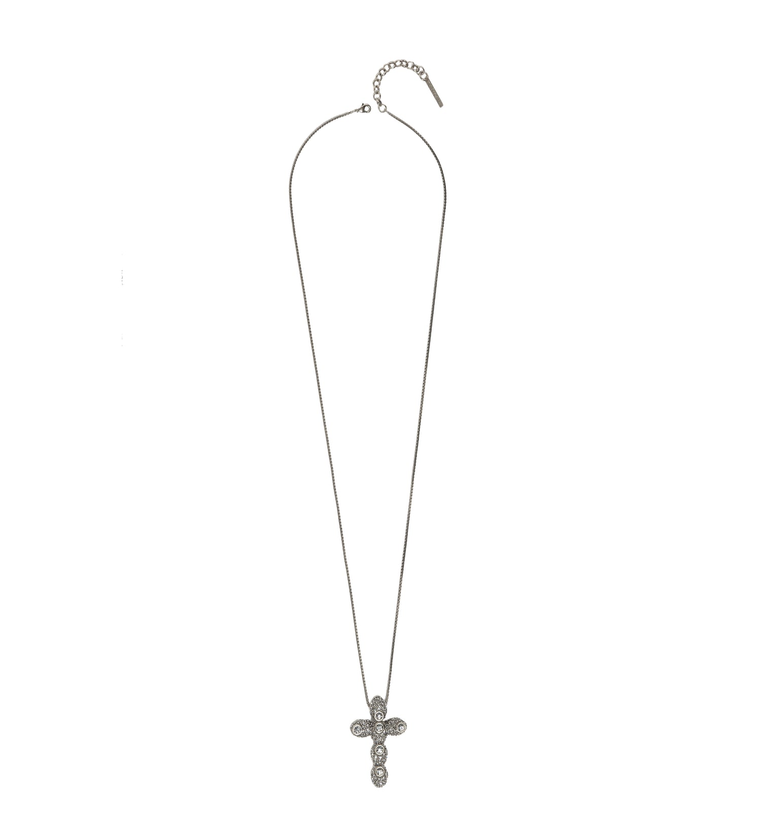 COLAR NÚCLEO CRUZ CRAVEJADO CORRENTE 70CM PRATA