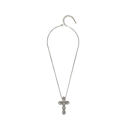 COLAR NÚCLEO CRUZ CRAVEJADO CORRENTE 45CM PRATA