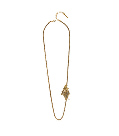 COLAR FOLHAGEM CORRENTE 70CM PEROLA OURO