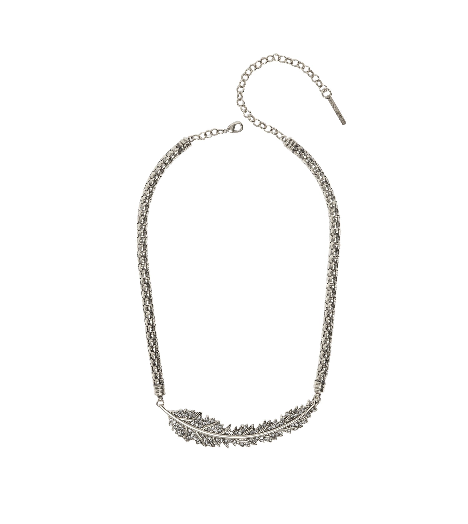 COLAR FOLHAGEM FOLHA CORRENTE 40CM PRATA