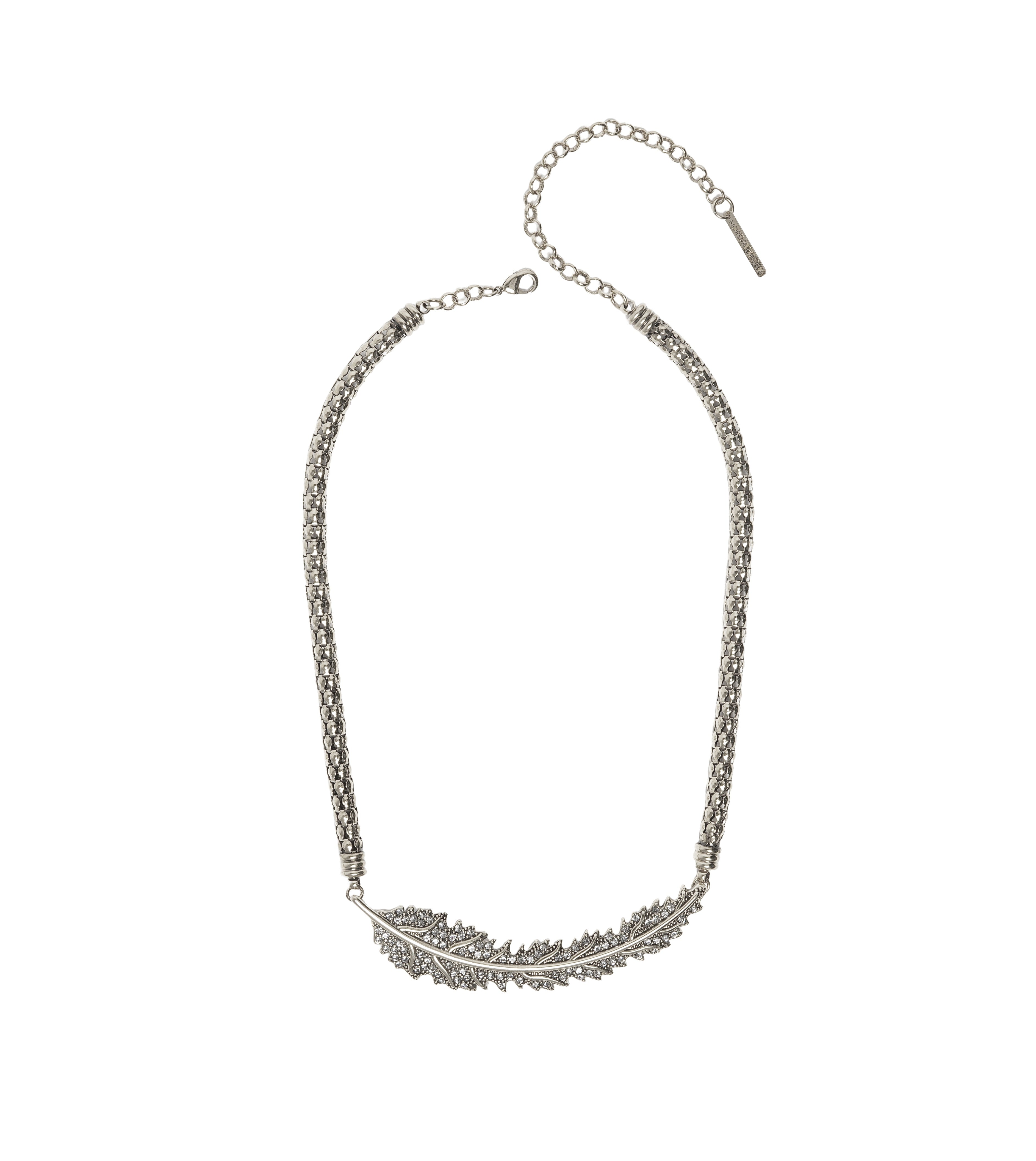 COLAR FOLHAGEM FOLHA CORRENTE 40CM PRATA