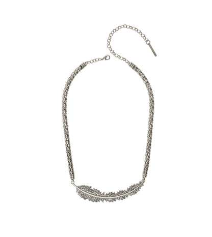 COLAR FOLHAGEM FOLHA CORRENTE 40CM PRATA