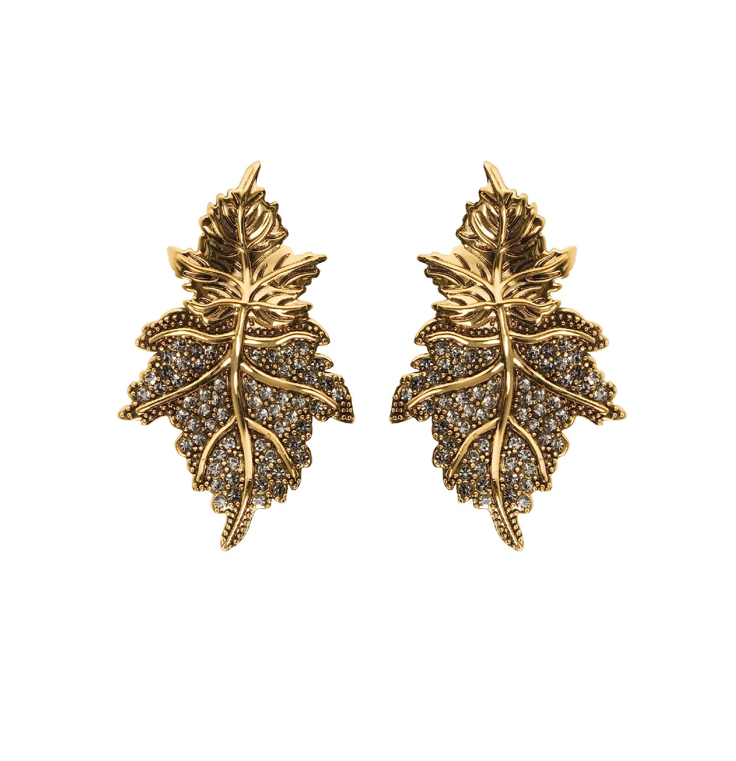 BRINCO FOLHAGEM DUPLO POL/CRAV OURO