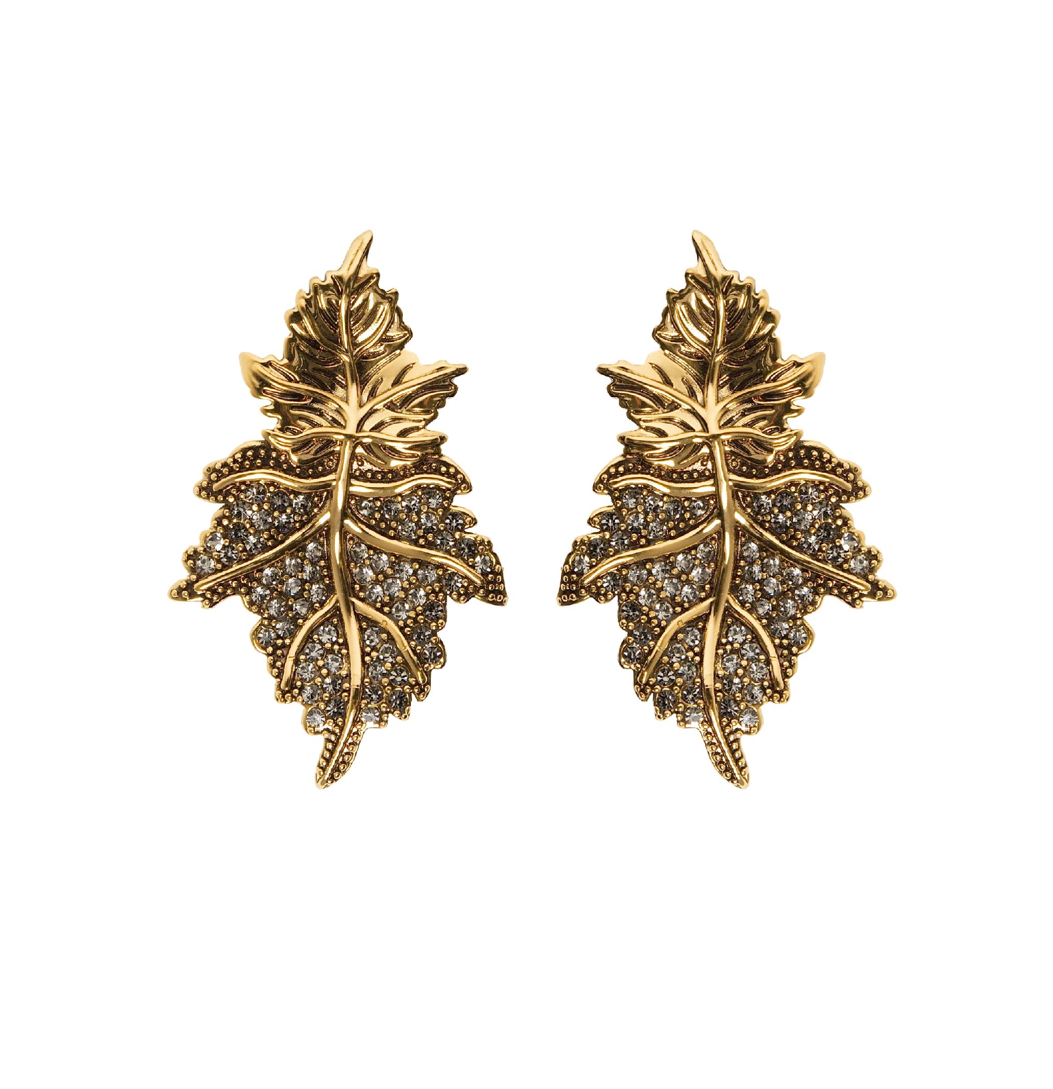 BRINCO FOLHAGEM DUPLO POL/CRAV OURO
