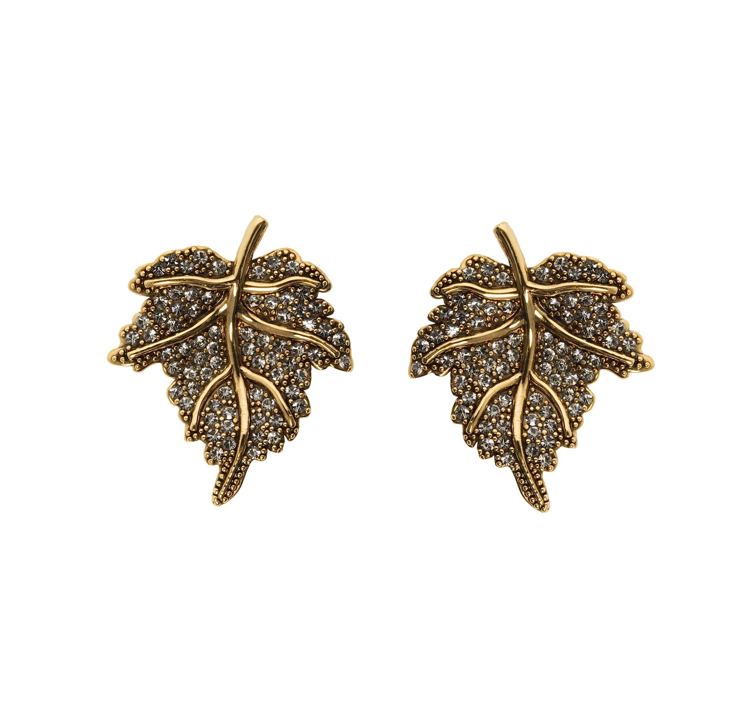 BRINCO FOLHAGEM M CRAVEJADO OURO