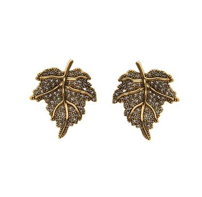 BRINCO FOLHAGEM M CRAVEJADO OURO