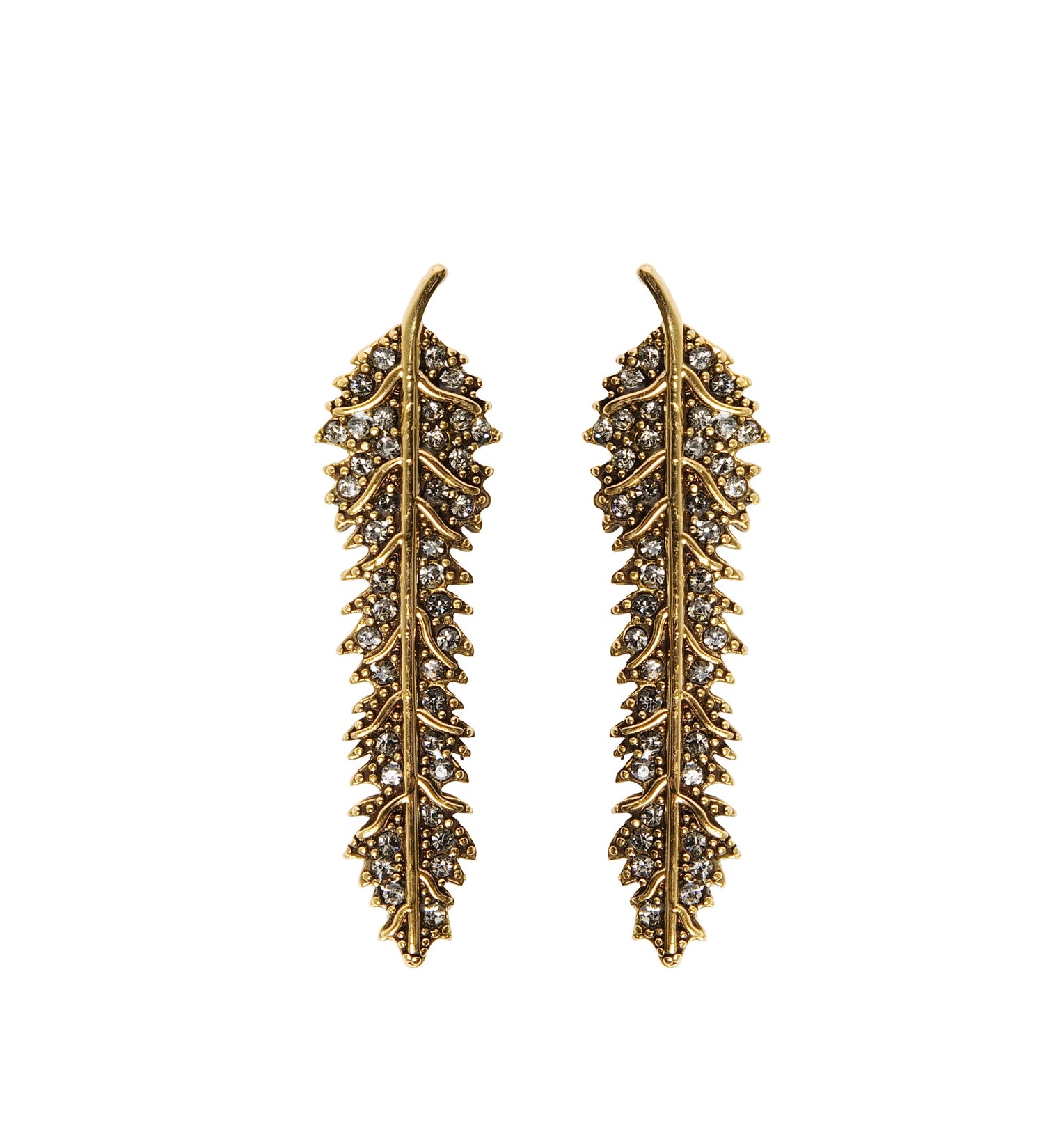 BRINCO FOLHAGEM LONGO CRAVEJADO OURO