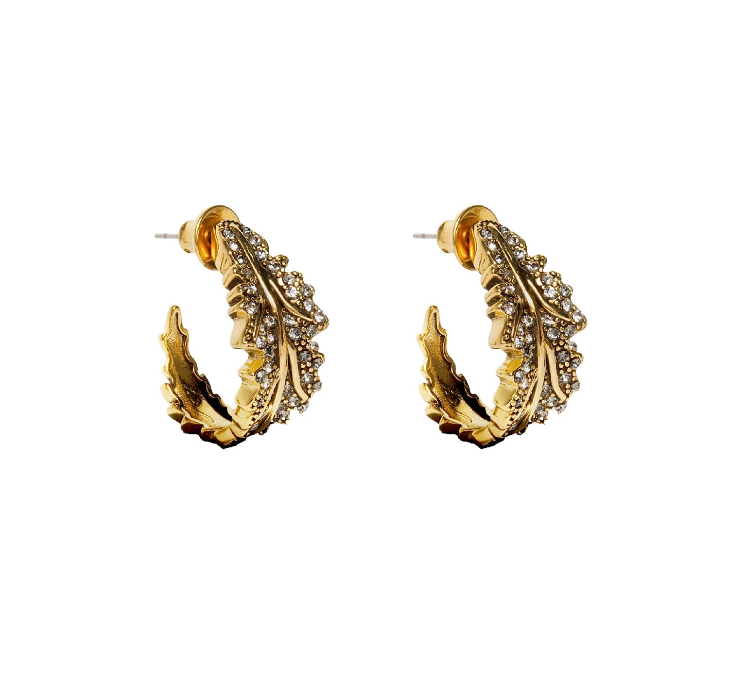 ARGOLA FOLHAGEM CRAVEJADO OURO