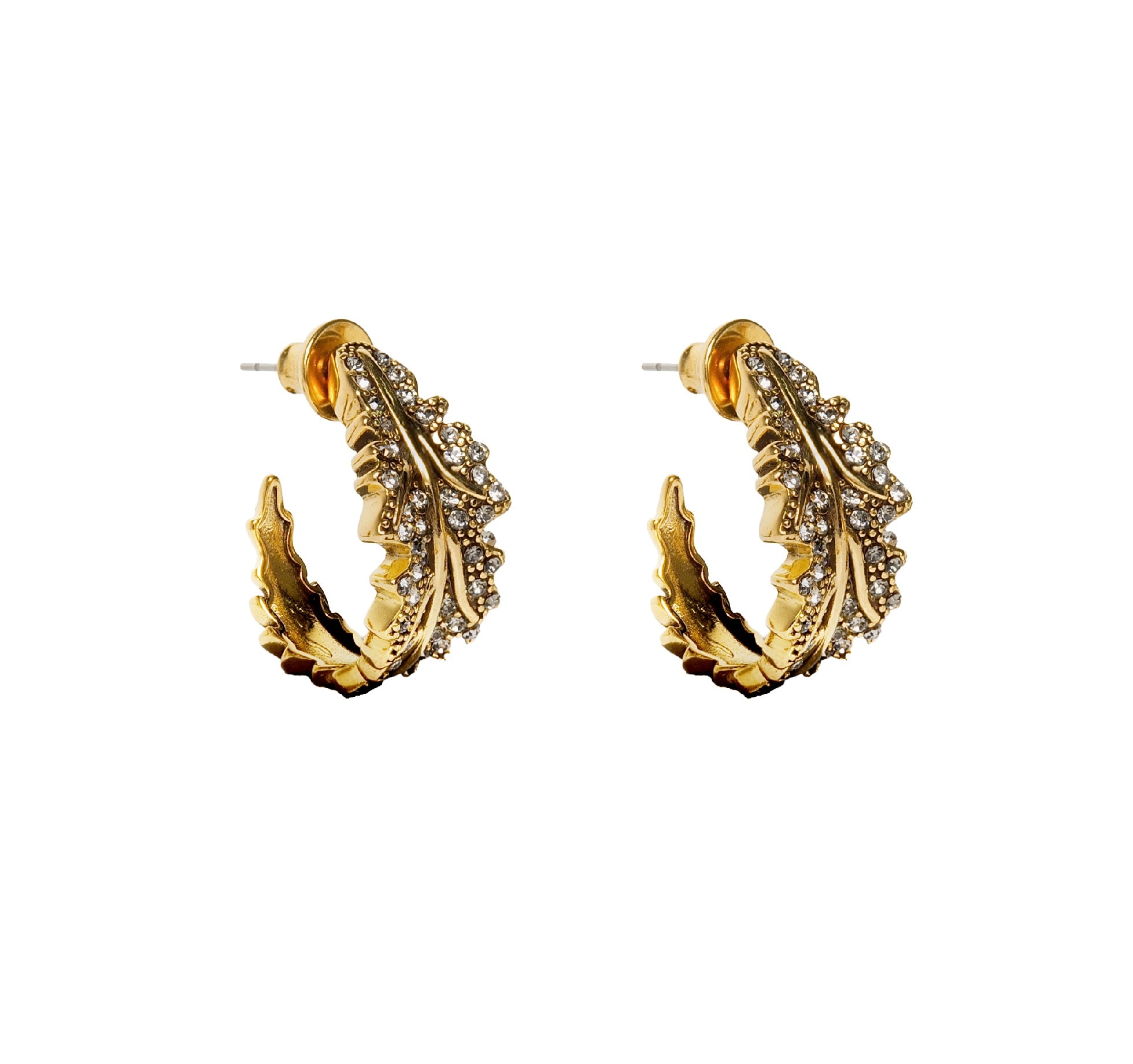 ARGOLA FOLHAGEM CRAVEJADO OURO