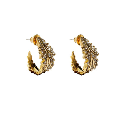 ARGOLA FOLHAGEM CRAVEJADO OURO