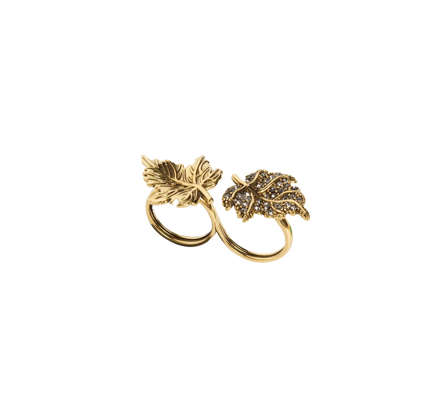 ANEL FOLHAGEM DUPLO OURO