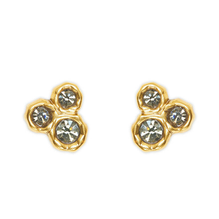 BRINCO CLÁSSICO TRIPLO G STRASS OURO VINTAGE