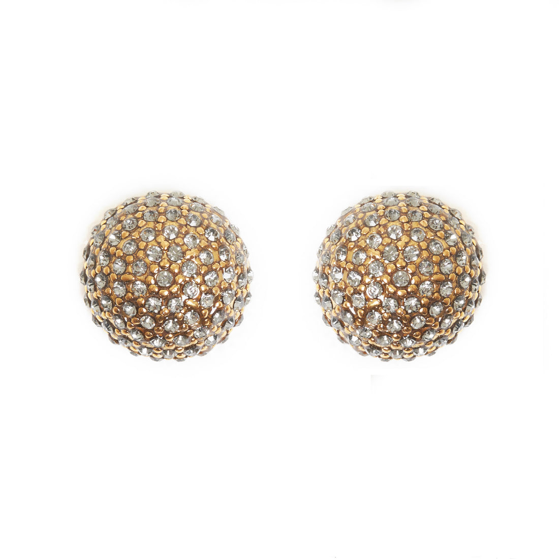 BRINCO MEIA BOLA CRAVEJADO G STRASS BLACK OURO