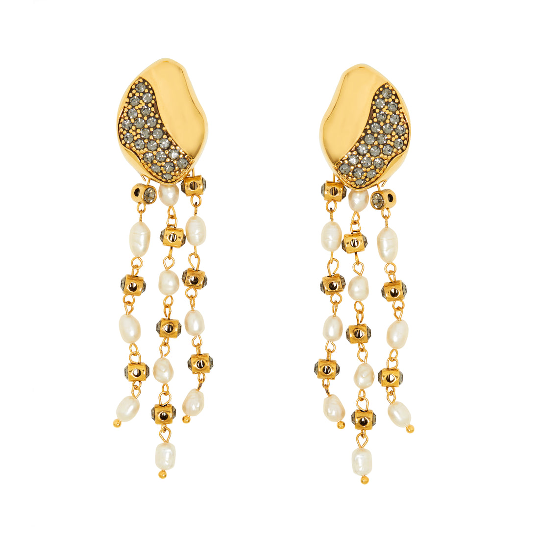 BRINCO REVIVER P CRAVEJADO PÉROLAS OURO BLACK