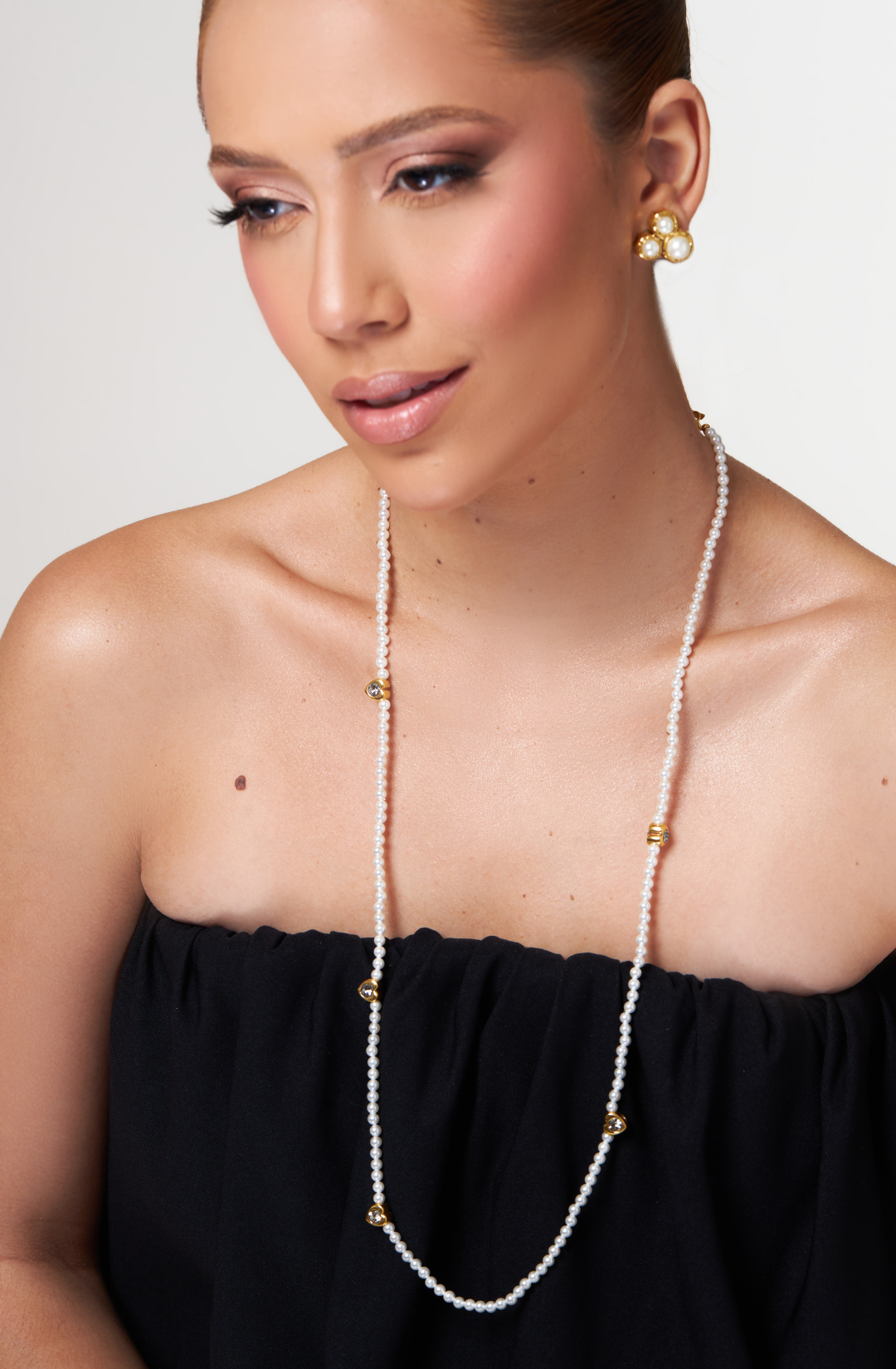 COLAR AURA PÉROLAS RIVIERA CORAÇÃO 80CM OURO