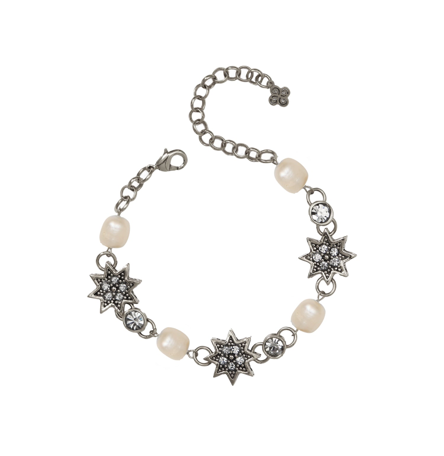 PULSEIRA GUIA ESTRELA, RIVIERA, PÉROLAS PRATA