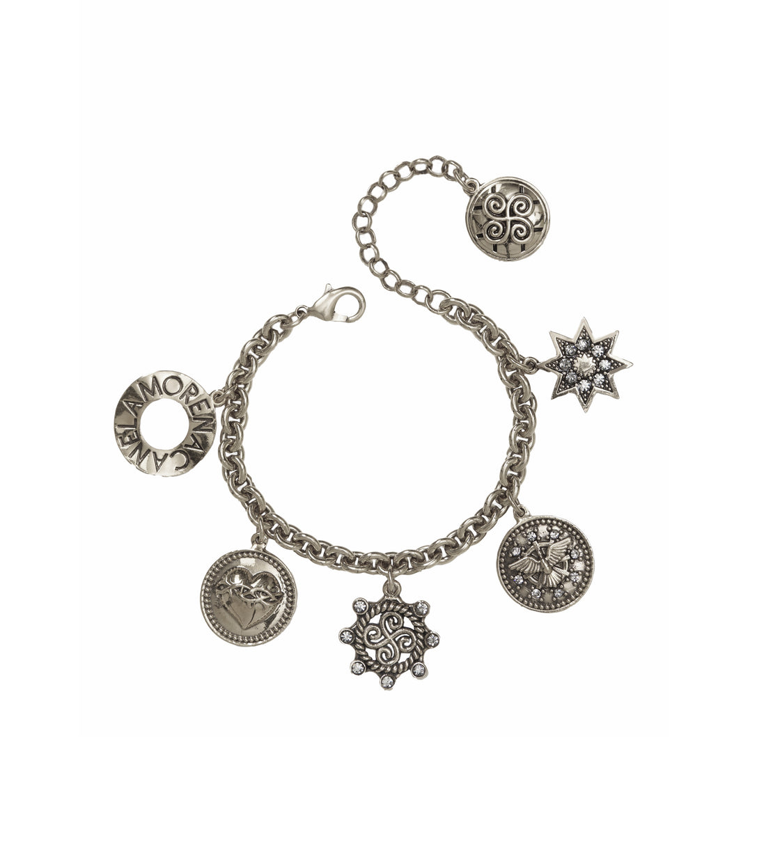 PULSEIRA GUIA CORRENTE MEDALHAS PRATA