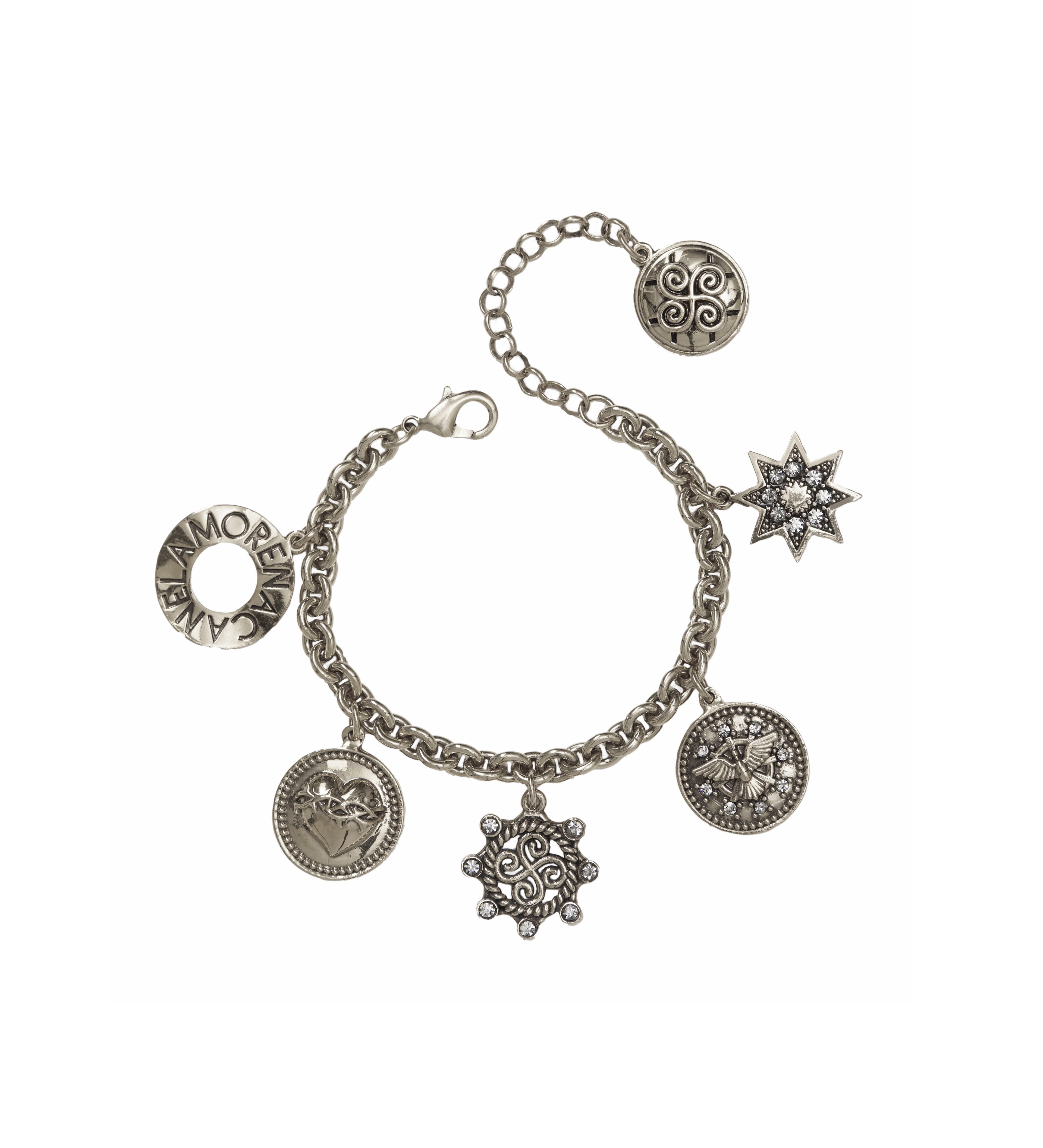 PULSEIRA GUIA CORRENTE MEDALHAS PRATA