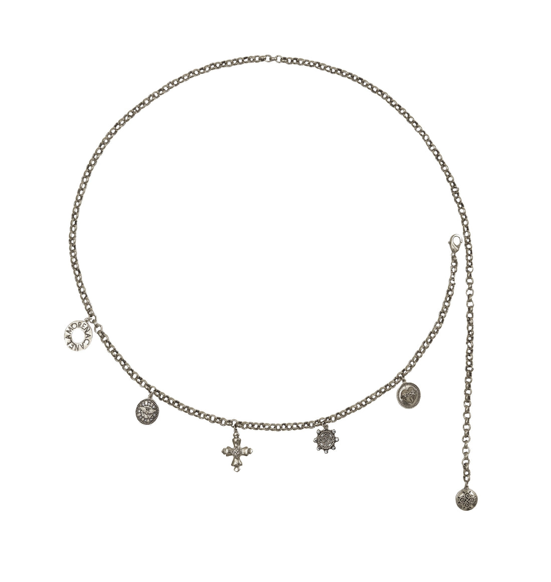 CINTO GUIA CORRENTE MEDALHAS PRATA