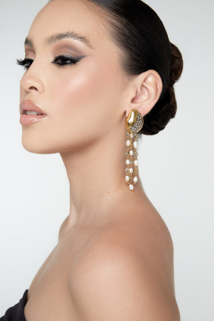 BRINCO REVIVER P CRAVEJADO PÉROLAS OURO BLACK