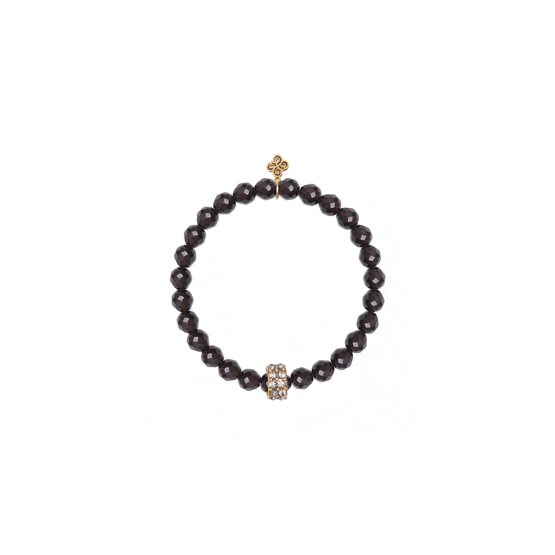 PULSEIRA AURA PEDRA NATURAL RONDELE CRAVEJADA OURO