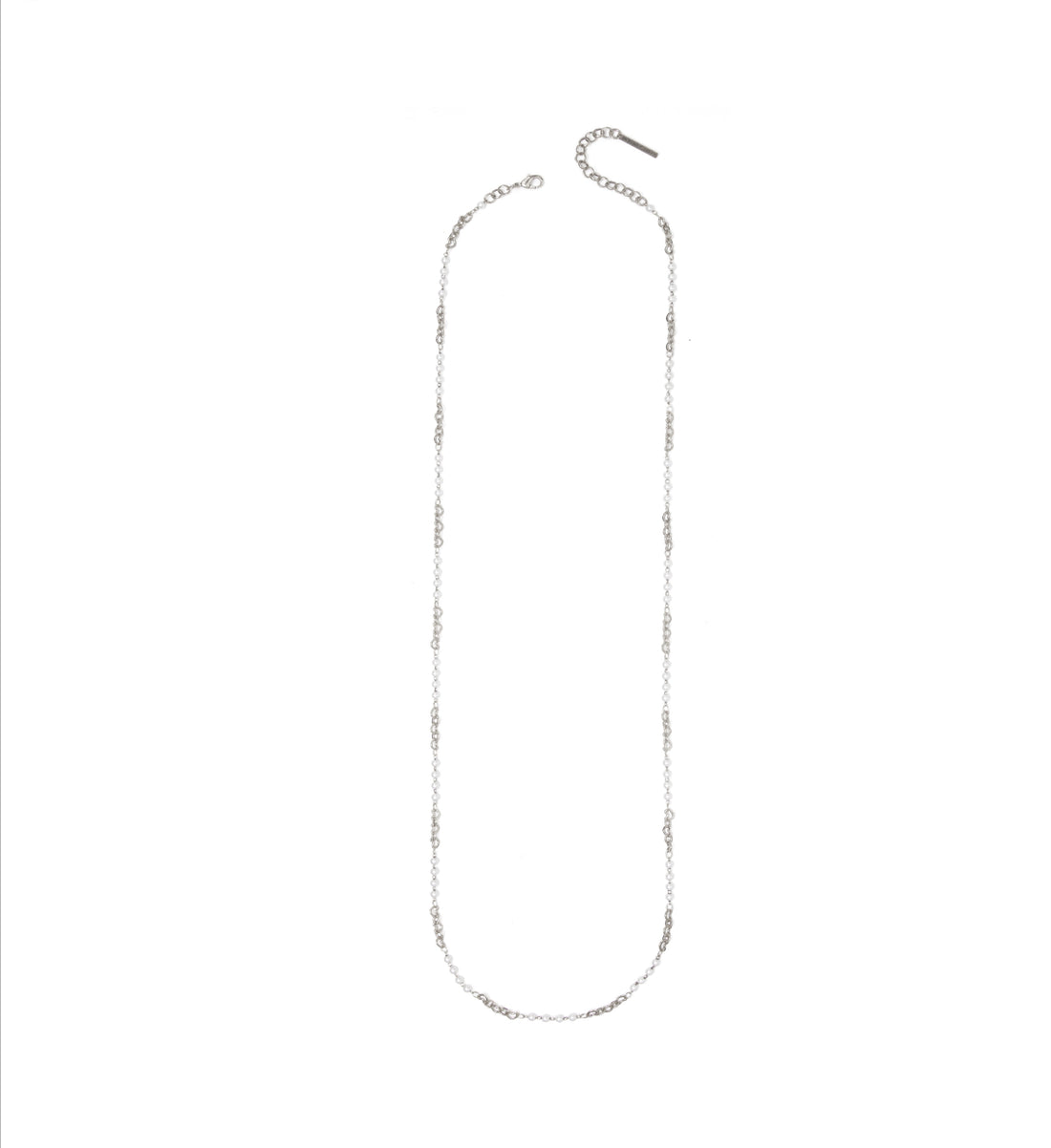 COLAR AURA CORRENTE PÉROLA CORAÇÃO 80CM PRATA