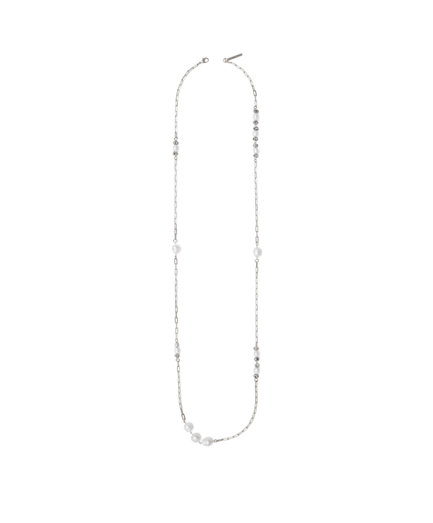 COLAR AURA PÉROLAS ASSIMÉTRICAS 100CM PRATA