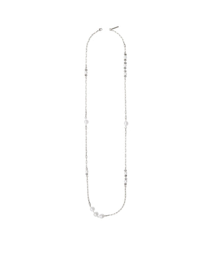 COLAR AURA PÉROLAS ASSIMÉTRICAS 100CM PRATA