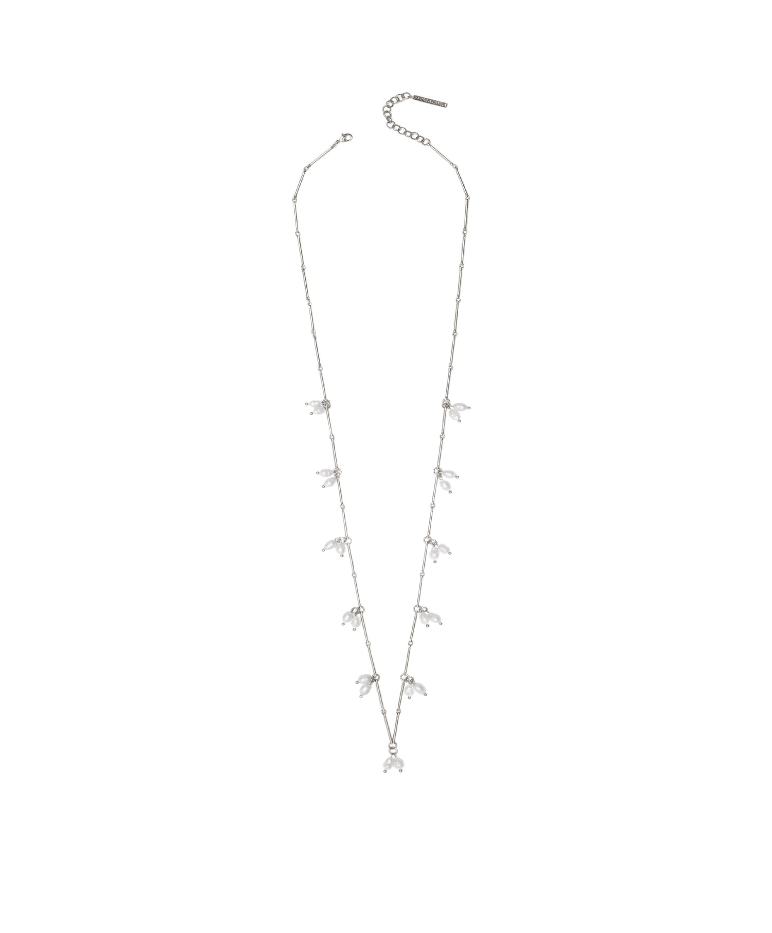 COLAR AURA CORRENTE PALITO PÉROLAS 80CM PRATA