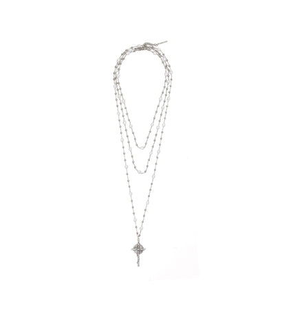 COLAR AURA CRUCIFIXO 80CM + COLAR 100CM 2EM 1 PRATA